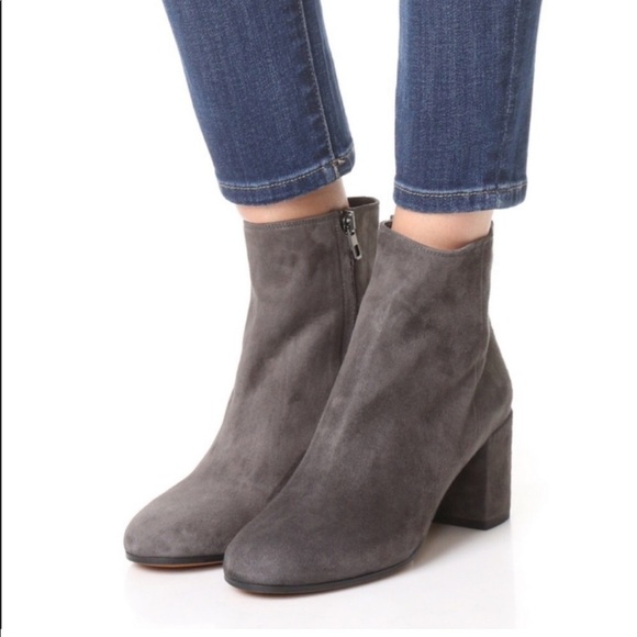 Vince Blakely Sleek Suede Block Heel Boots - Neutral Gray - Picture 1 of 10